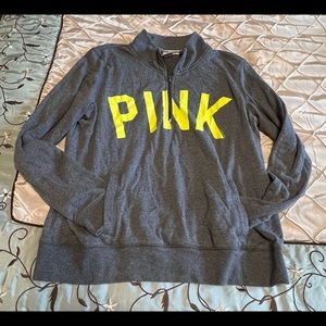 Charcoal Grey & Yellow VS PINK 1/4 Zip Pullover - L